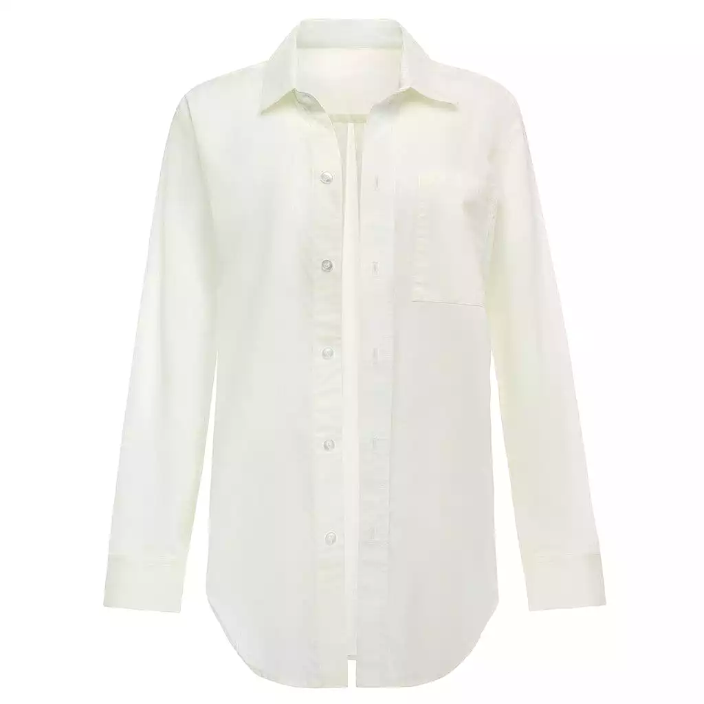 Cream Long Sleeve Button Down Shirt