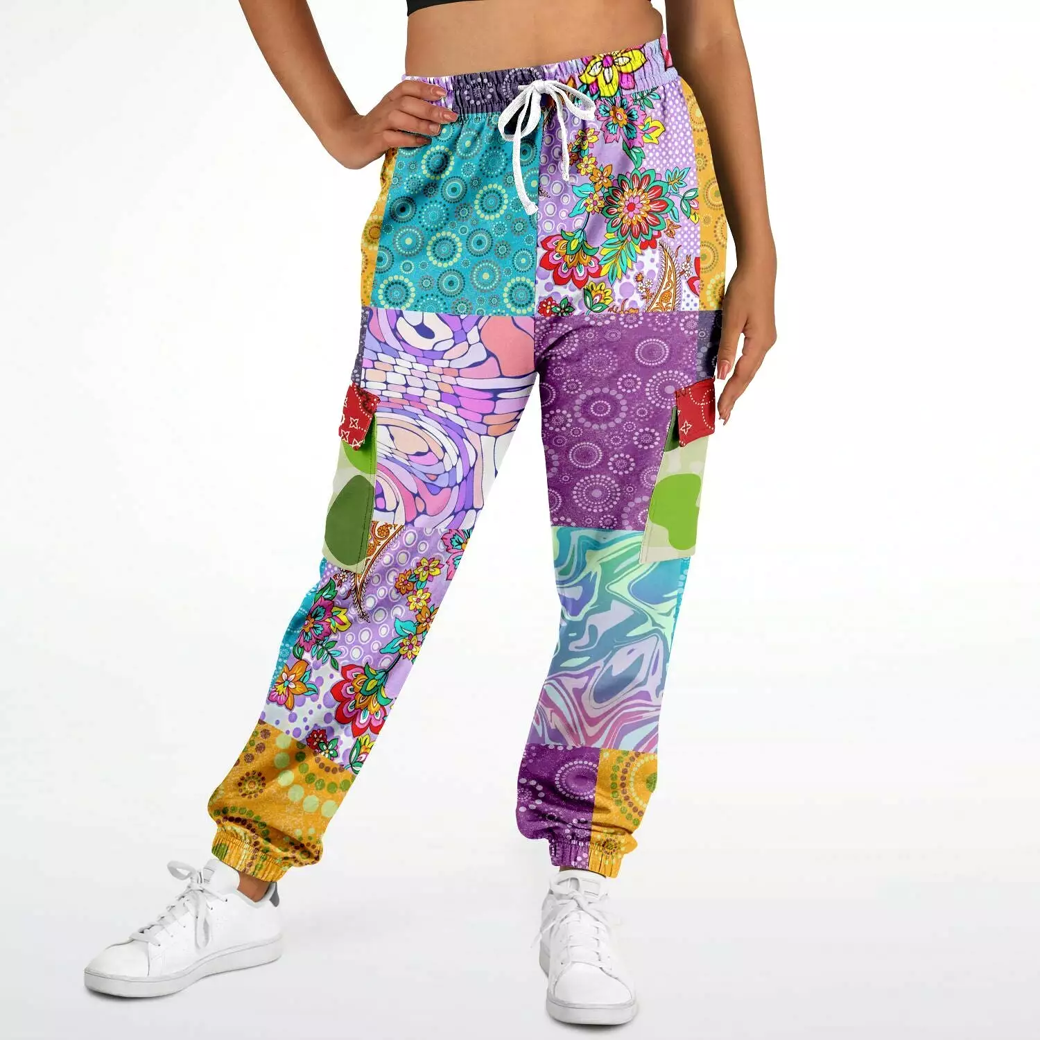 Delirium Hippie Patchwork Solar Flare Unisex Eco-Poly Cargo Joggers