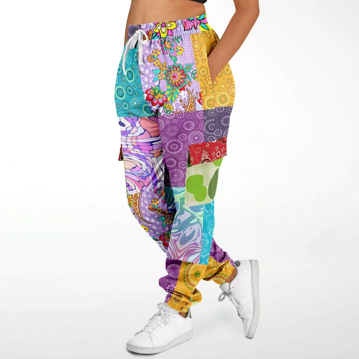 Delirium Hippie Patchwork Solar Flare Unisex Eco-Poly Cargo Joggers