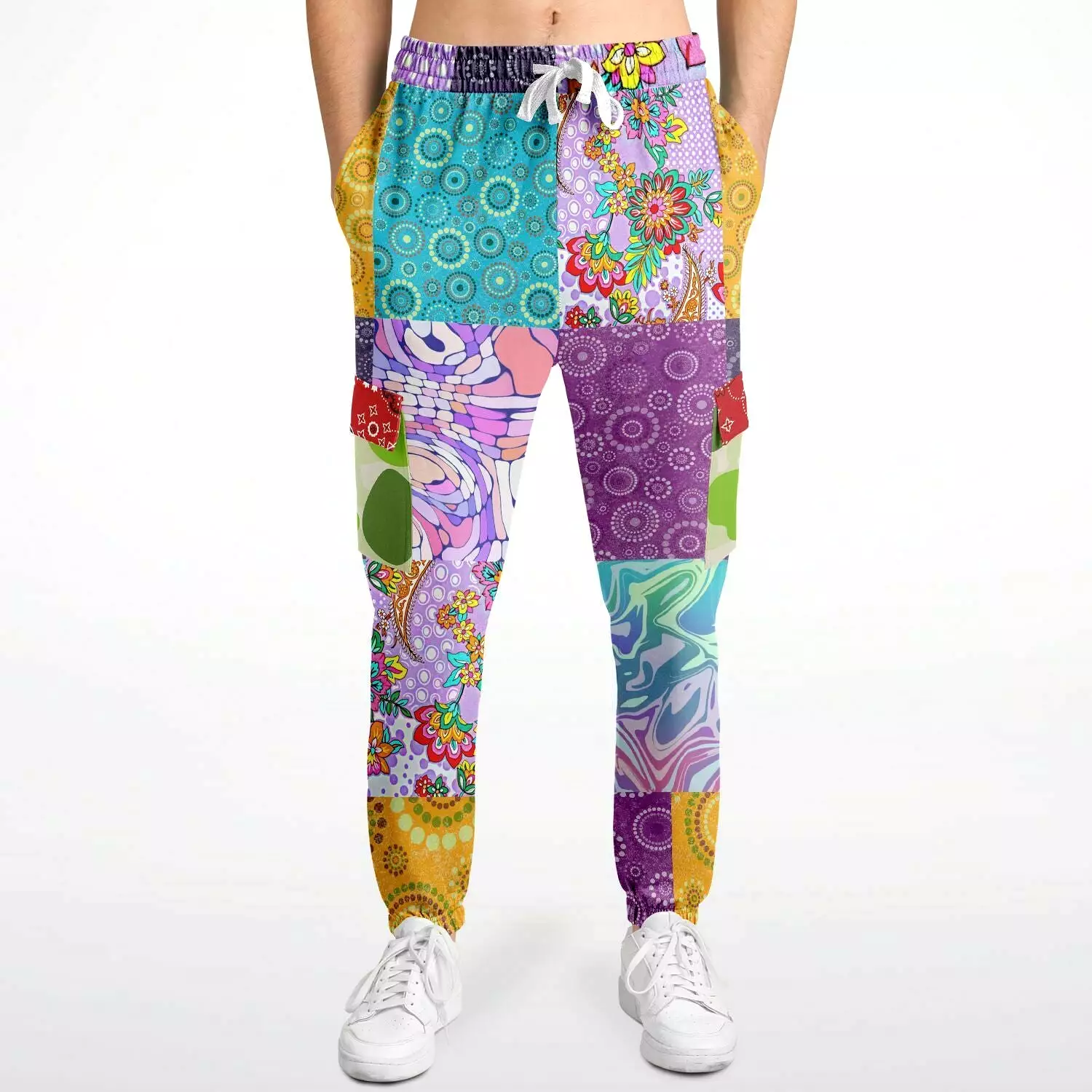 Delirium Hippie Patchwork Solar Flare Unisex Eco-Poly Cargo Joggers