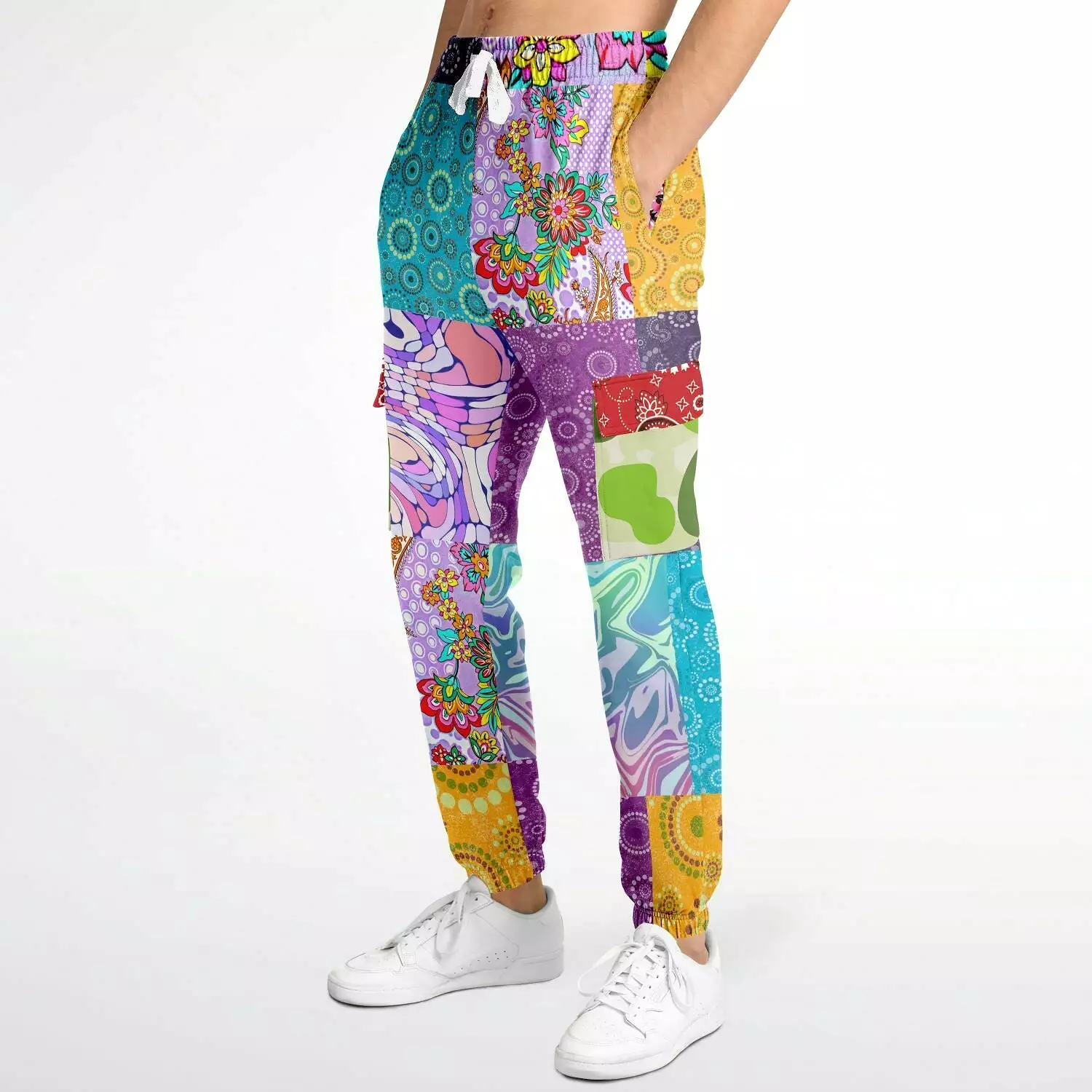 Delirium Hippie Patchwork Solar Flare Unisex Eco-Poly Cargo Joggers