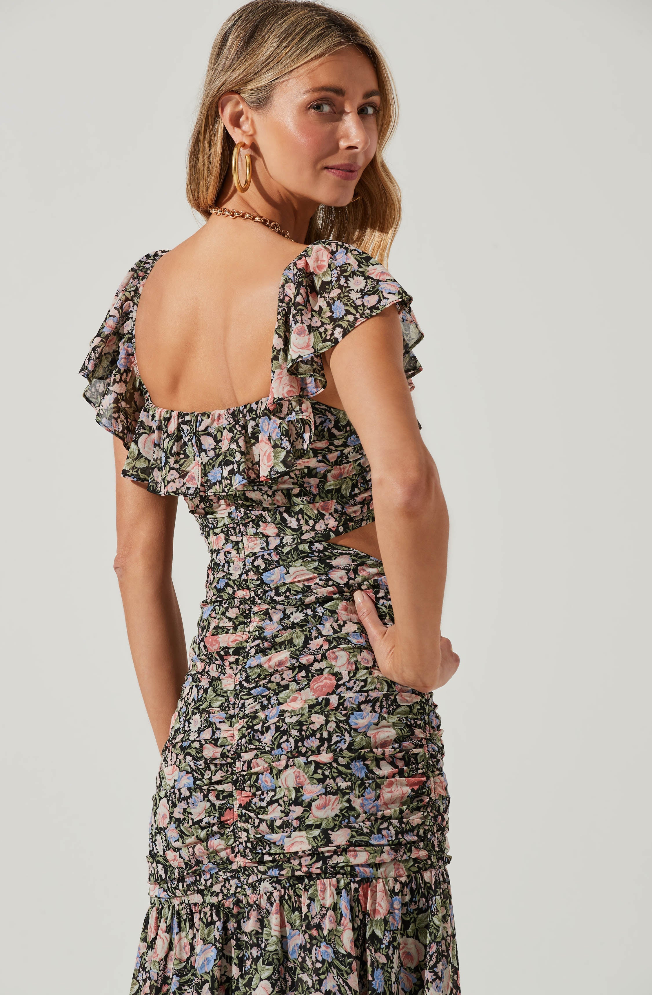 Devereaux Cutout Floral Midi Dress