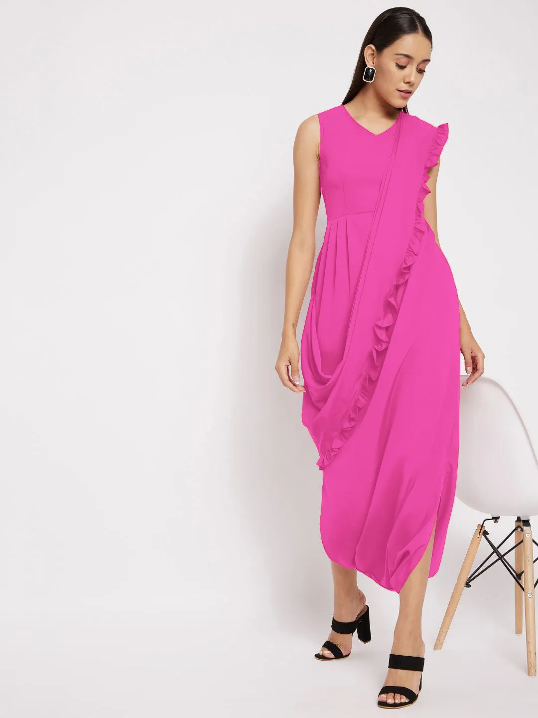 Dhoti Jumpsuit with Attached Dupatta