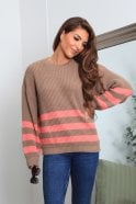 Double Second Brown And Pink Striped Oversized Knit Jumper