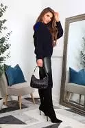 Double Second Navy And Cobalt Colour Block Cable Knit Jumper