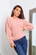 Double Second Pink And Oatmeal Color Block Cable Knit Jumper