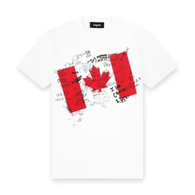 DSQUARED2 - Doodle Flag Cool T-Shirt in White