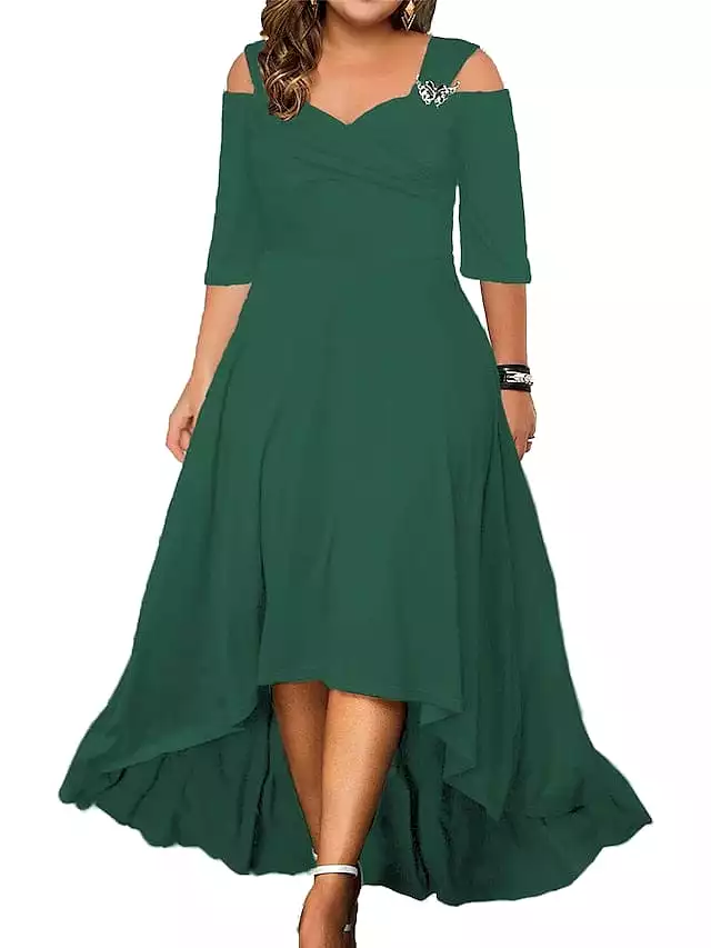 Elegant Plus Size Swing Party Dress with Half Sleeves