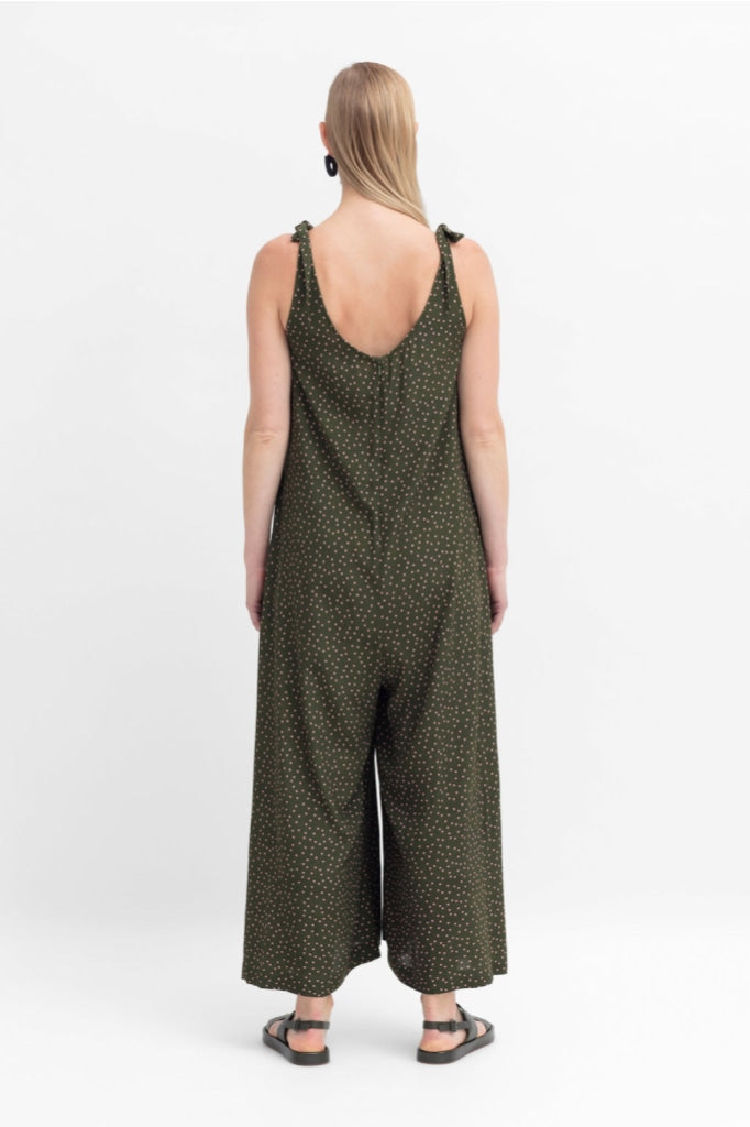 Elk The Label - Jorunn Jumpsuit - Olive/pink Spot Mikro Print