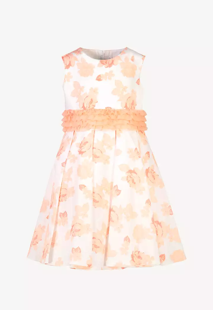 Floral Prints Ruffles Sleeveless Party Dress