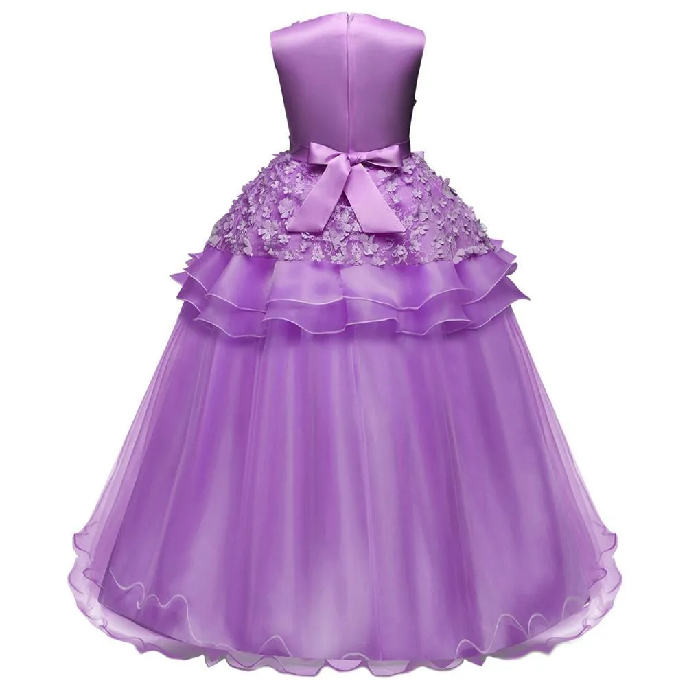 Girl Sleeveless Embroidery Princess Pageant Dresses Kids Prom Ball Gown