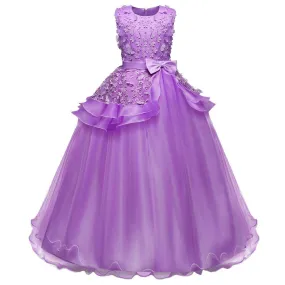 Girl Sleeveless Embroidery Princess Pageant Dresses Kids Prom Ball Gown