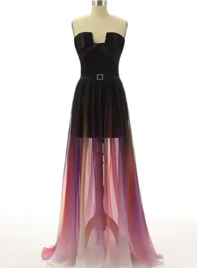 Gradient High Low Formal Dresses, Long Party Dresses, Chiffon Homecoming Dresses