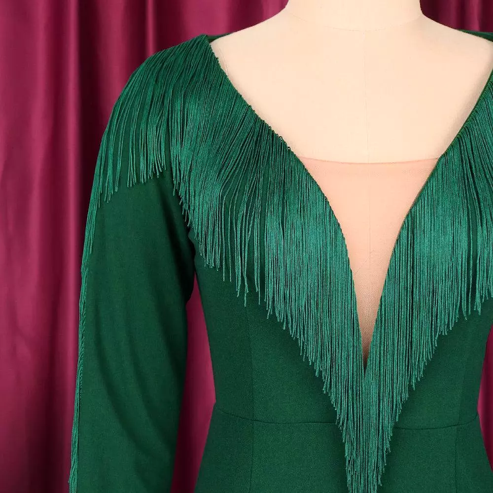 Green Tassel Party Dress