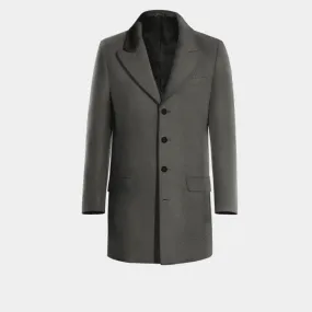 Grey Peak Lapel Coat with contrasted Collar