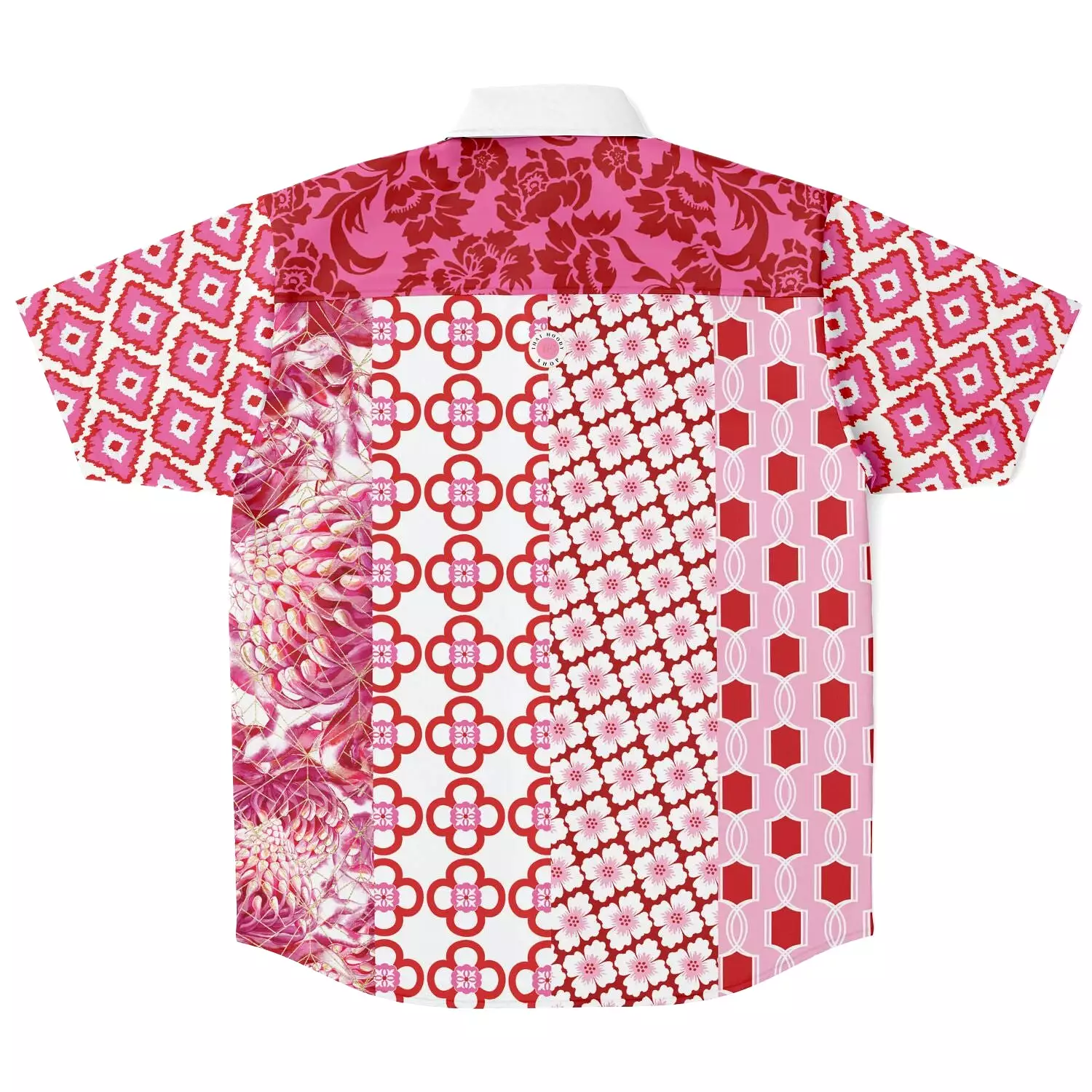 Gypsy Beat Pink Patchwork Short Sleeve Button Down Shirt