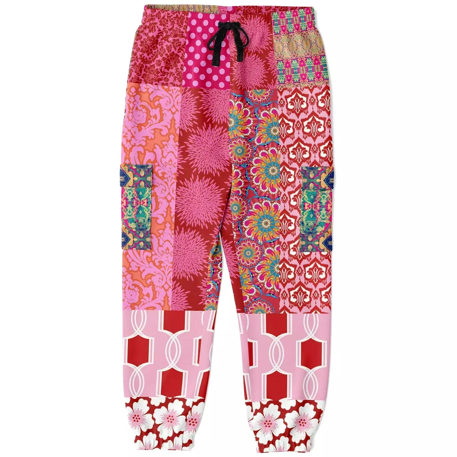 Gypsy Beat Pink Patchwork Unisex Eco-Poly Joggers