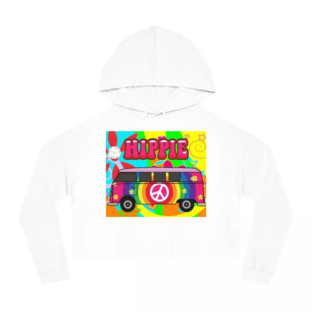 Hippie Party Bus Cropped Hoodie