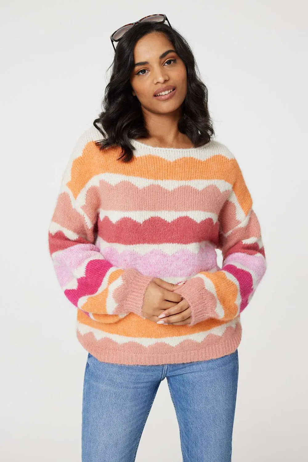 Izabel London – Striped Oversized Knit Jumper