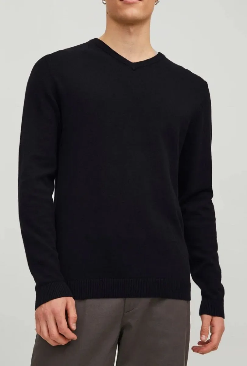 Jack & Jones Basic Knit V-Neck Jumper Black