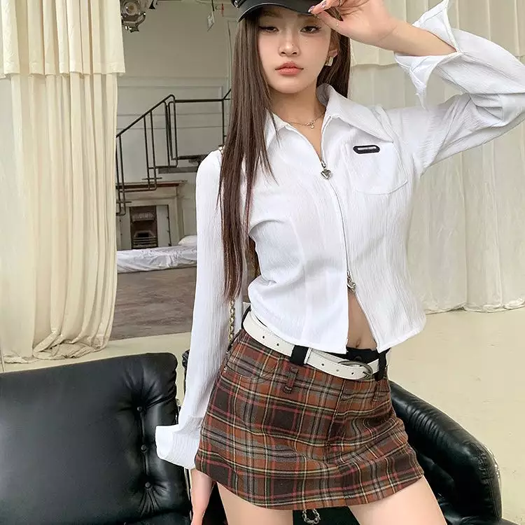 Jenny Half Zip White Shirt