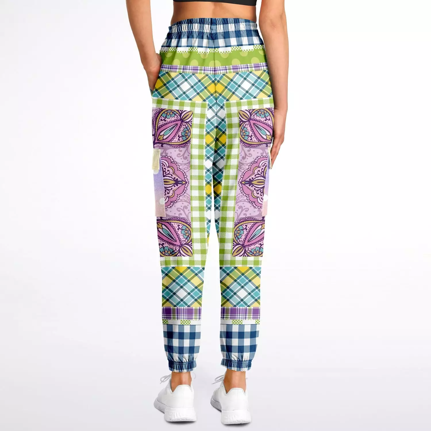 Kaleido-Scape Purple Plaid Unisex Cargo Sweats