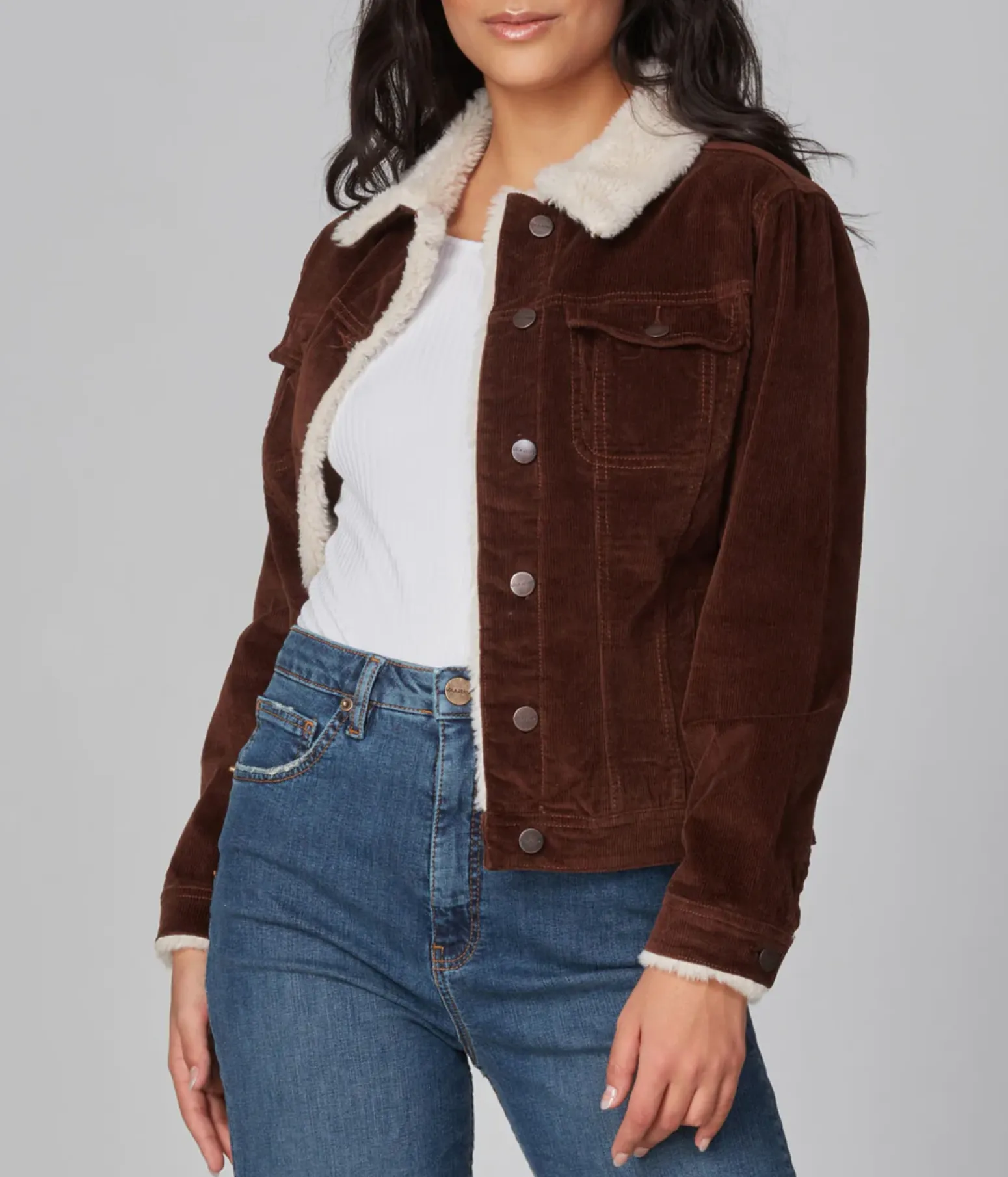 Lola Gabriella corduroy jacket/coat, faux-sherpa trim