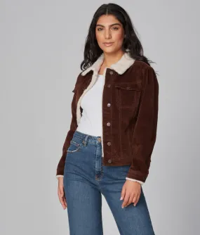 Lola Gabriella corduroy jacket/coat, faux-sherpa trim