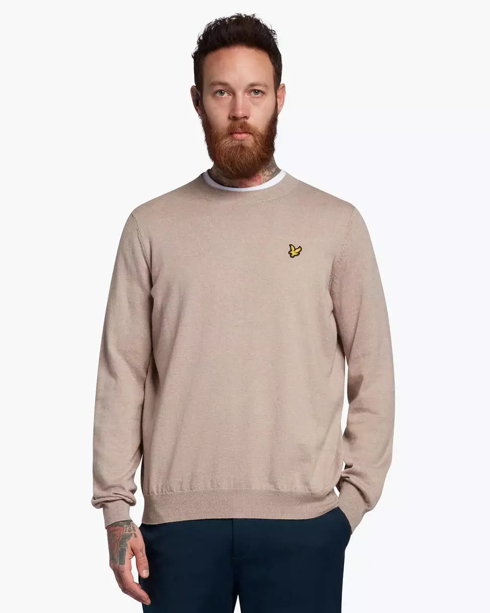 Lyle & Scott Golf Evolution Crew Knit Jumper - Warm Dust Marl