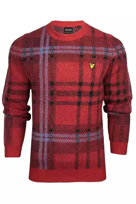 Lyle & Scott Mens Crew Neck Check Knit Jumper