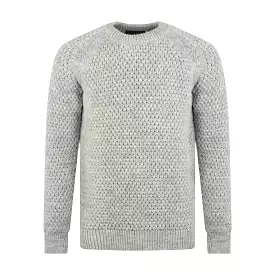 Mens 100% british wool popcorn knit jumper - Colour - Haze. Crew neck