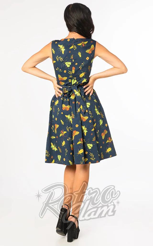 Miss Lulo Amy Swing Dress in Summer Night Print - S left only