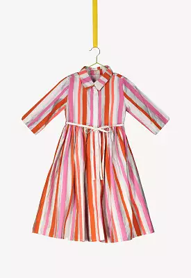 Multi Striped Gathered Dress