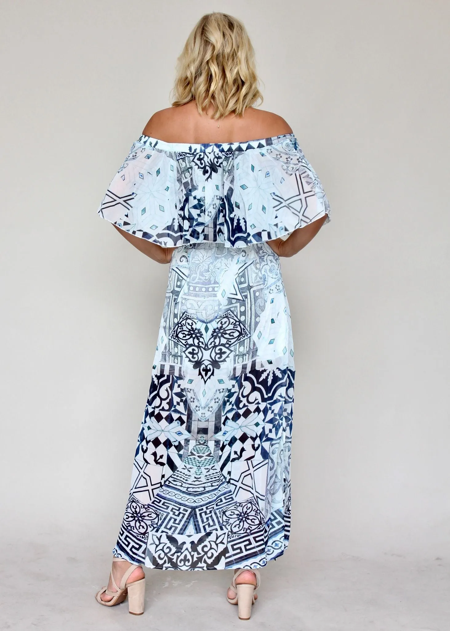 Night Sky Off Shoulder Dress - Aquarius