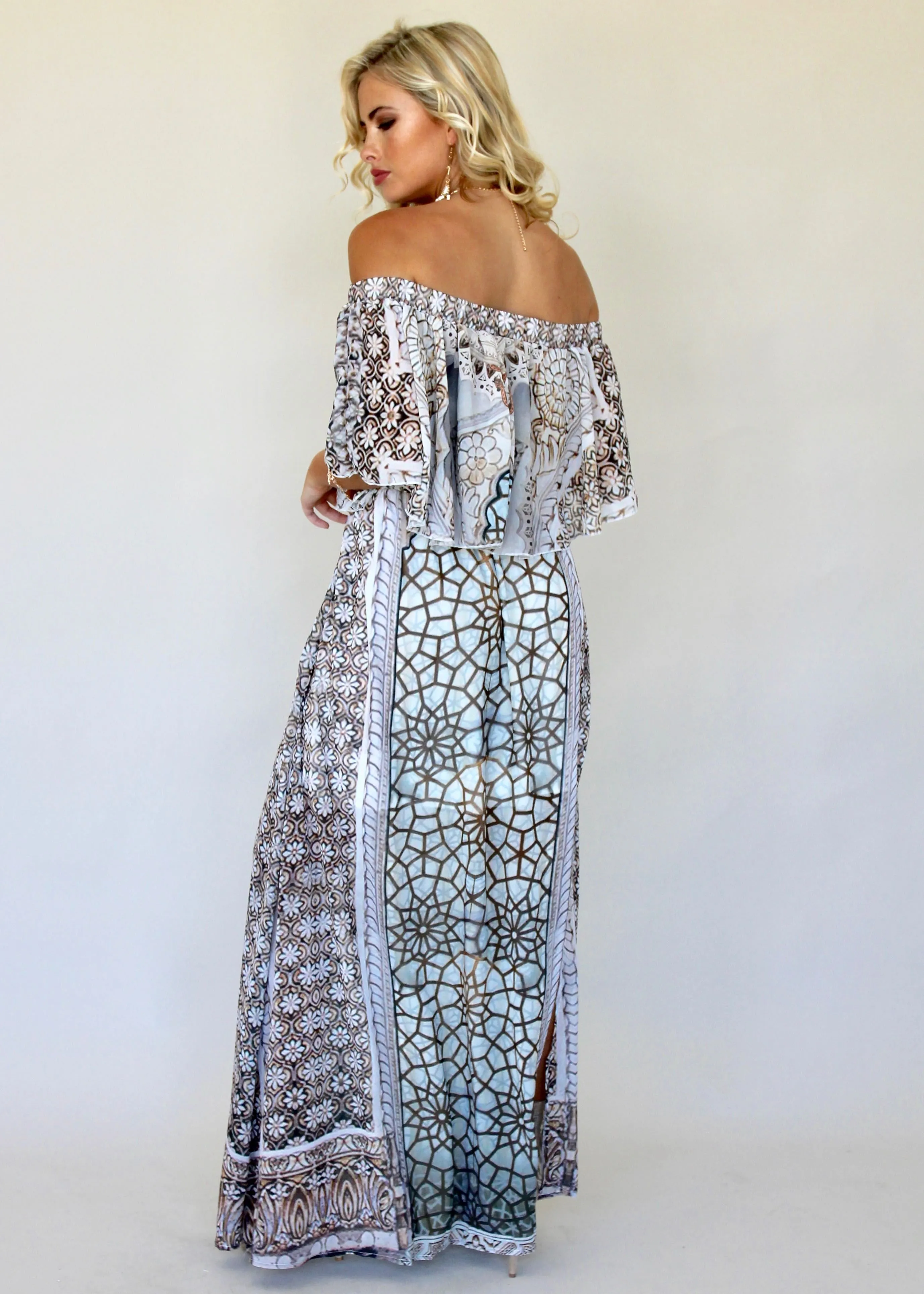 Night Sky Off Shoulder Dress - Mosaic