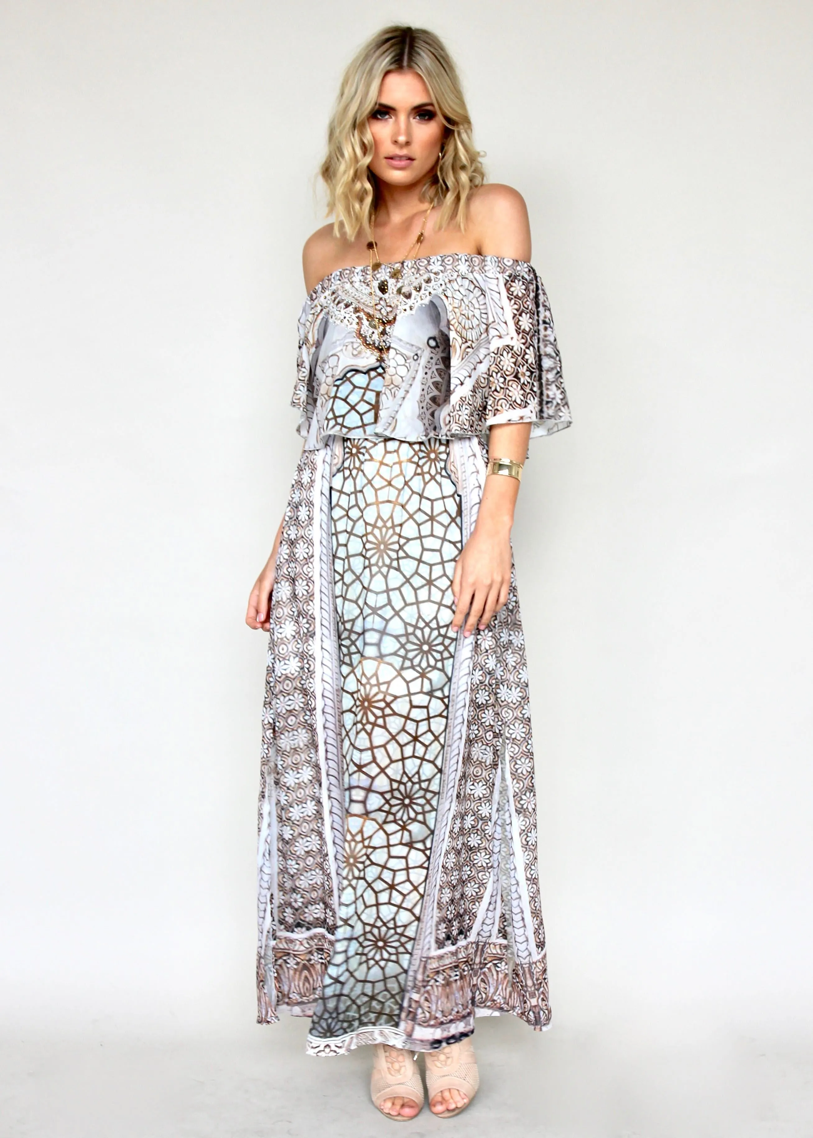 Night Sky Off Shoulder Dress - Mosaic