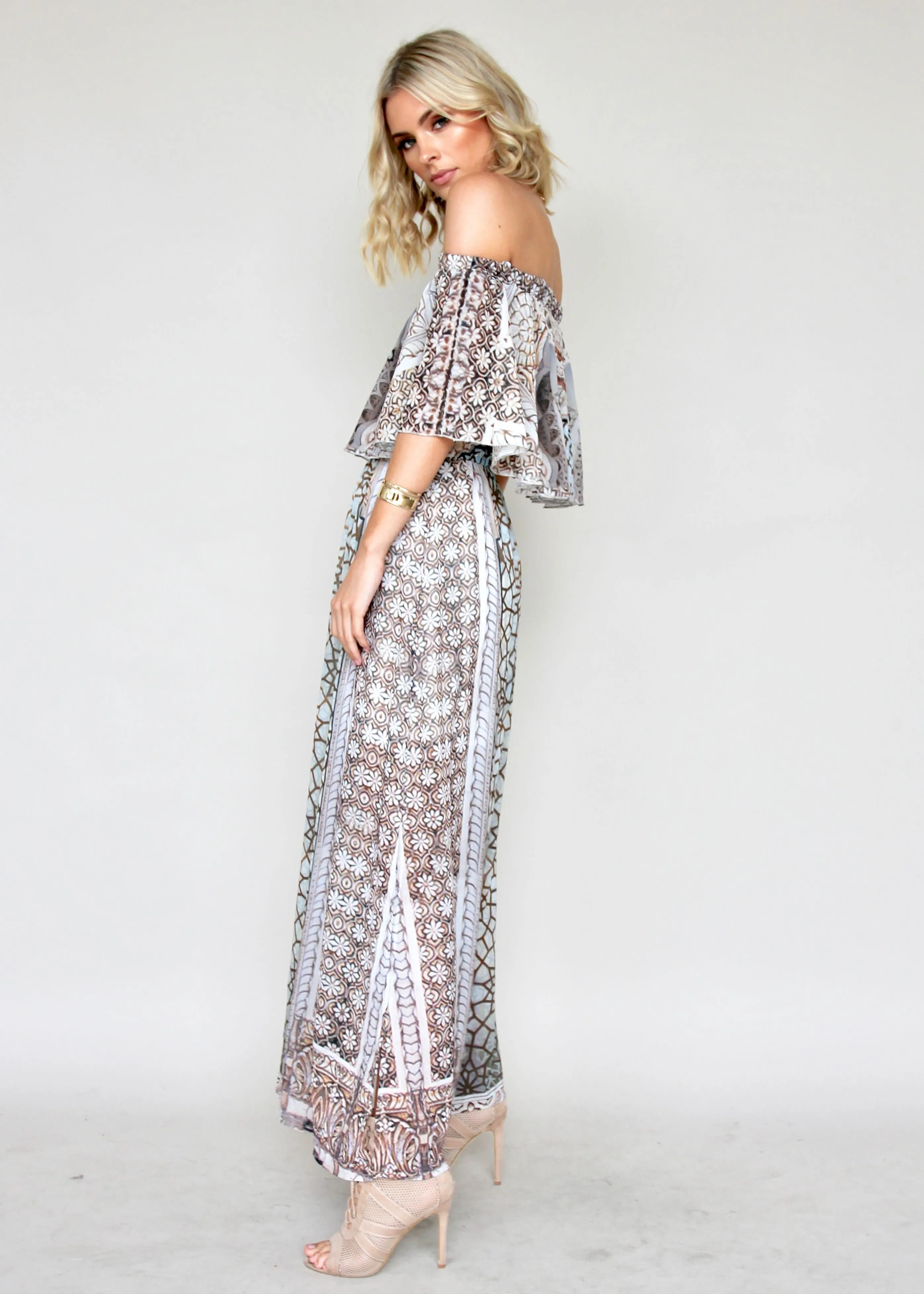 Night Sky Off Shoulder Dress - Mosaic