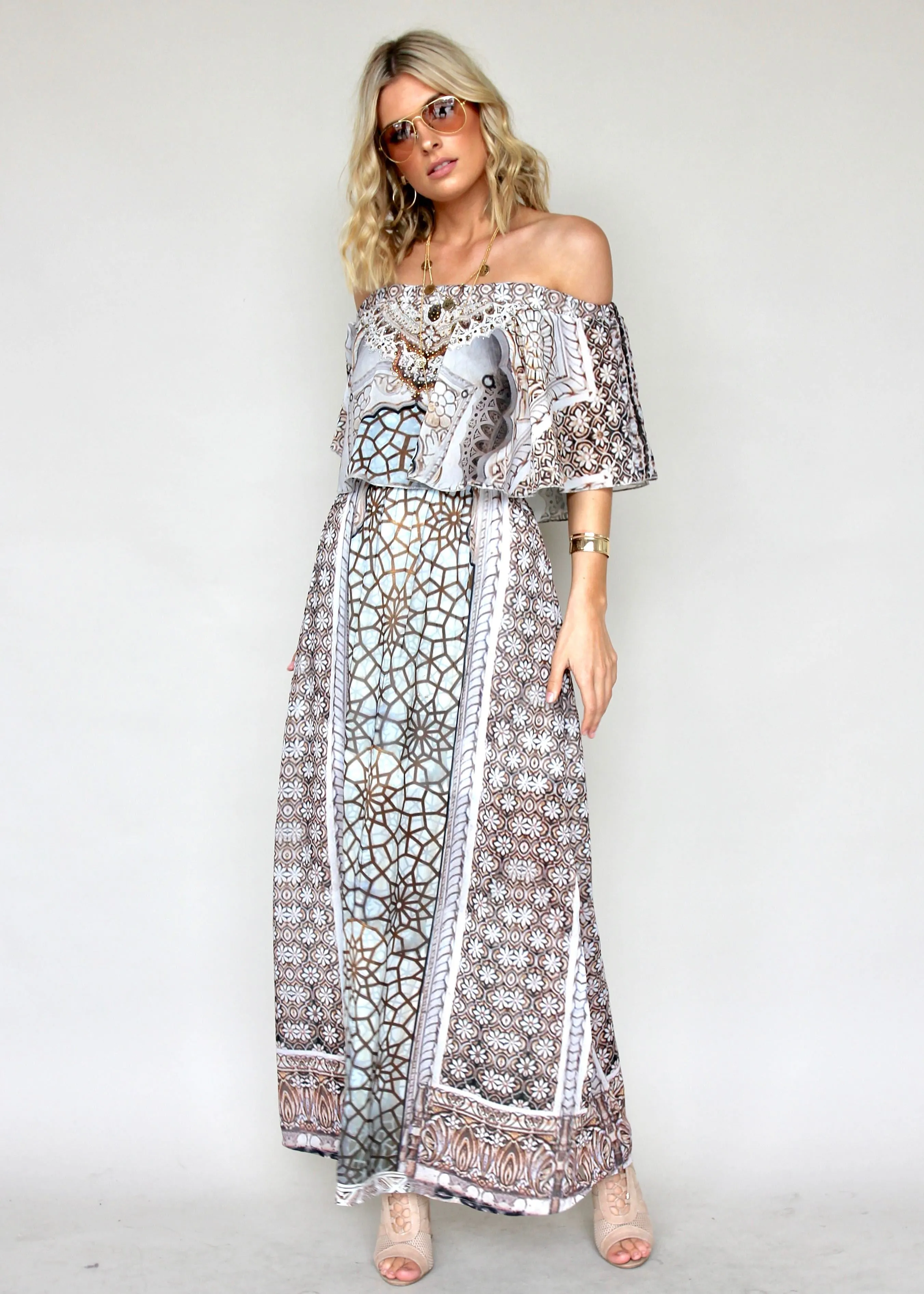 Night Sky Off Shoulder Dress - Mosaic