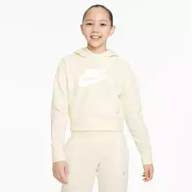 NIKE JUNIOR SPORTSWEAR CLUB FRENCH TERRY CREAM CROPPED HOODIE