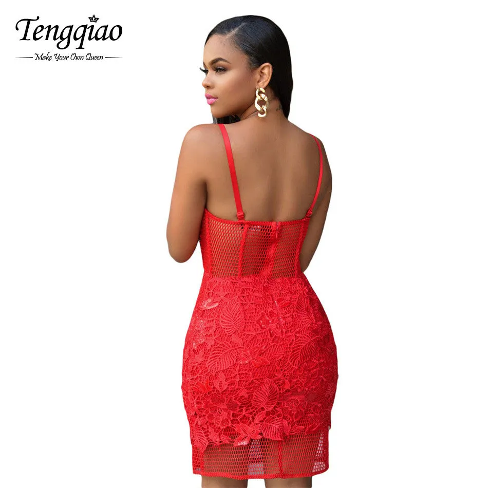 Open Back With Zippr Padded Bridal Bodycon Red Mini Lace Sexy Dress Club Wear Night Sleeveless Short Party Dress SM6