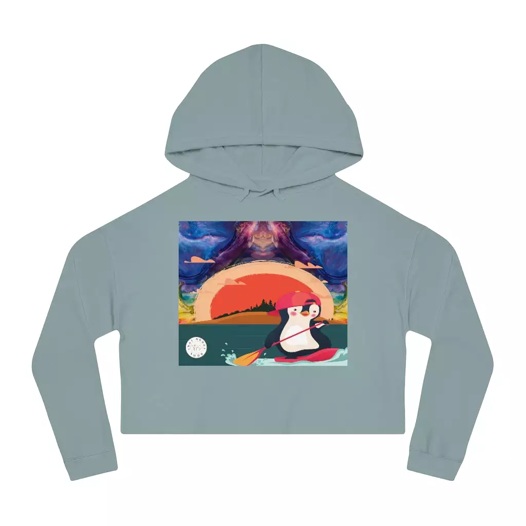 Paddle King Penguin Cropped Hoodie