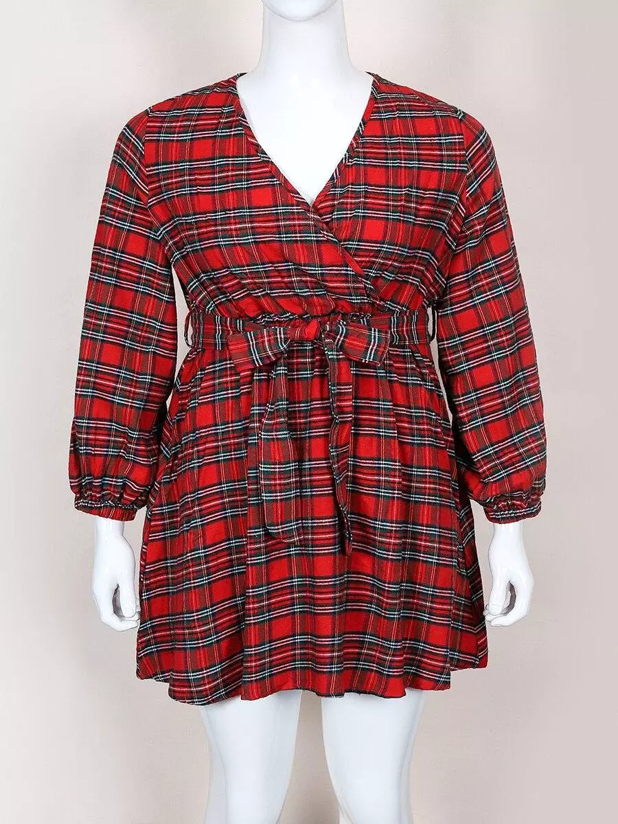 Plus Size Plaid Party Dress