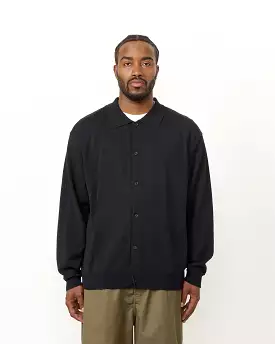 Polo Cardigan in Black Navy