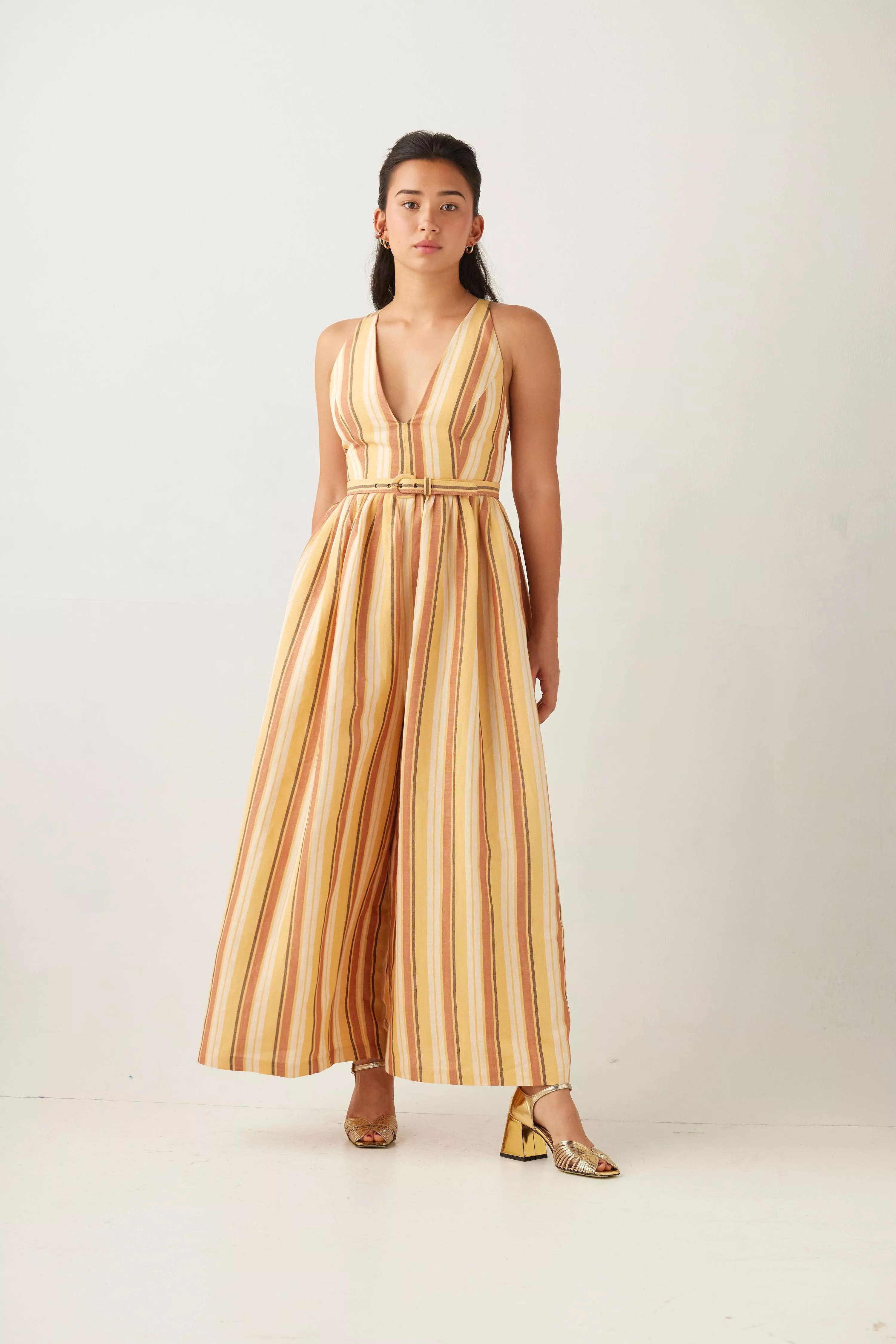 Quynh Jumpsuit in Tuscan Linen Stripe