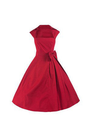 Red 50s Swing Bow Dress