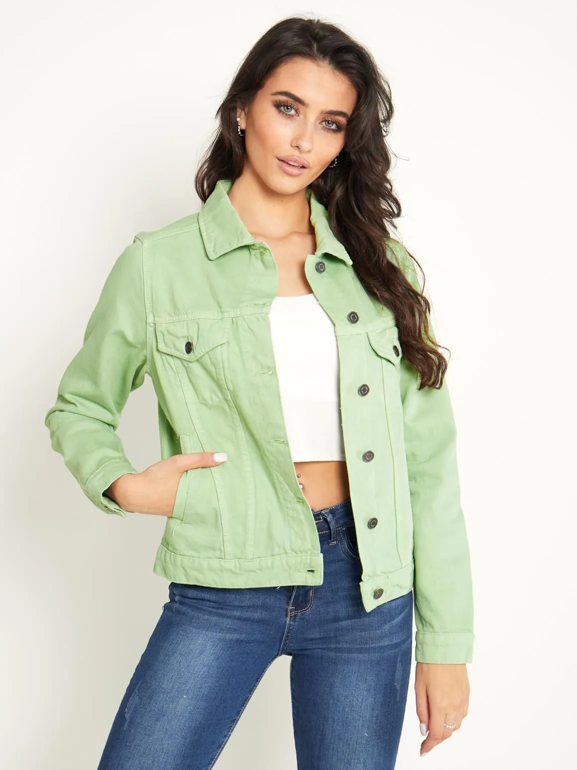 Relaxed Fit Denim Jacket, Pale Blue, Sage, UK Sizes 8 to 16