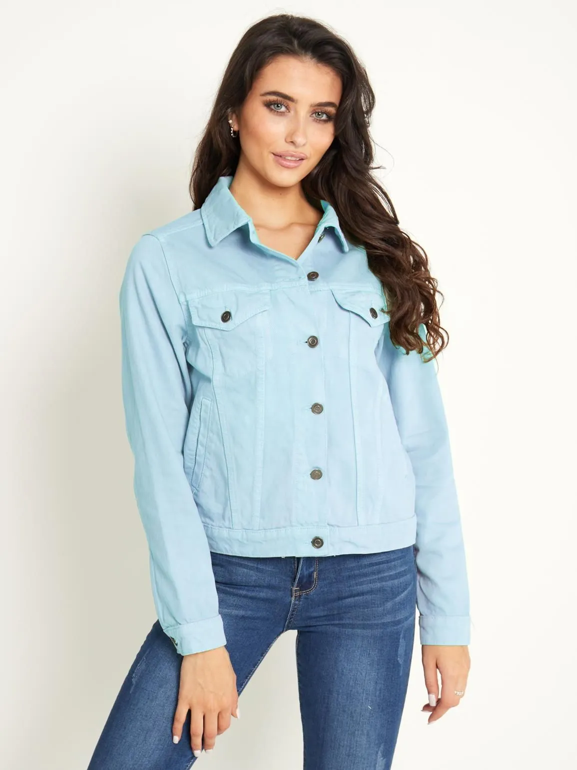 Relaxed Fit Denim Jacket, Pale Blue, Sage, UK Sizes 8 to 16