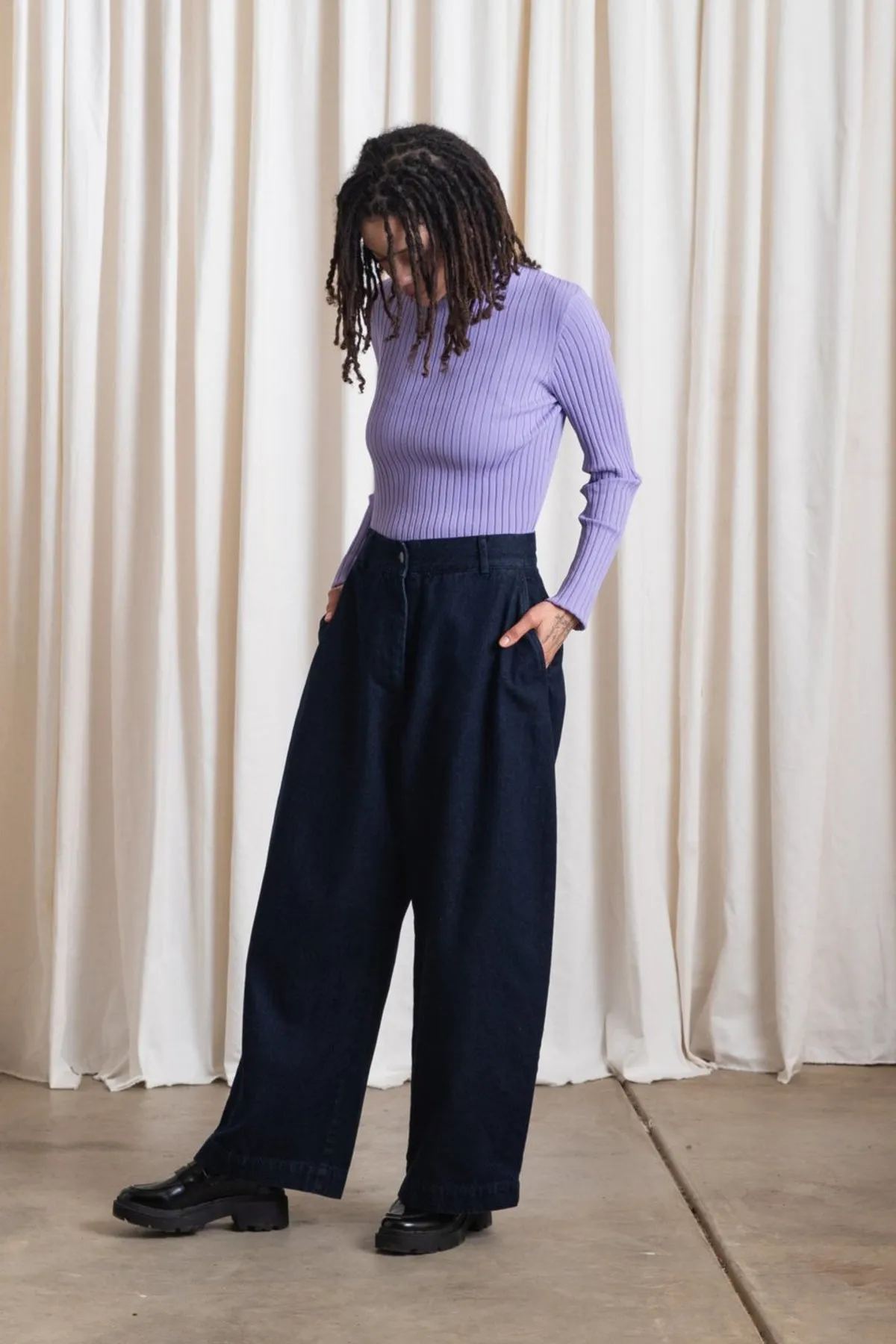 Ribbed Mockneck Sweater - Lilac