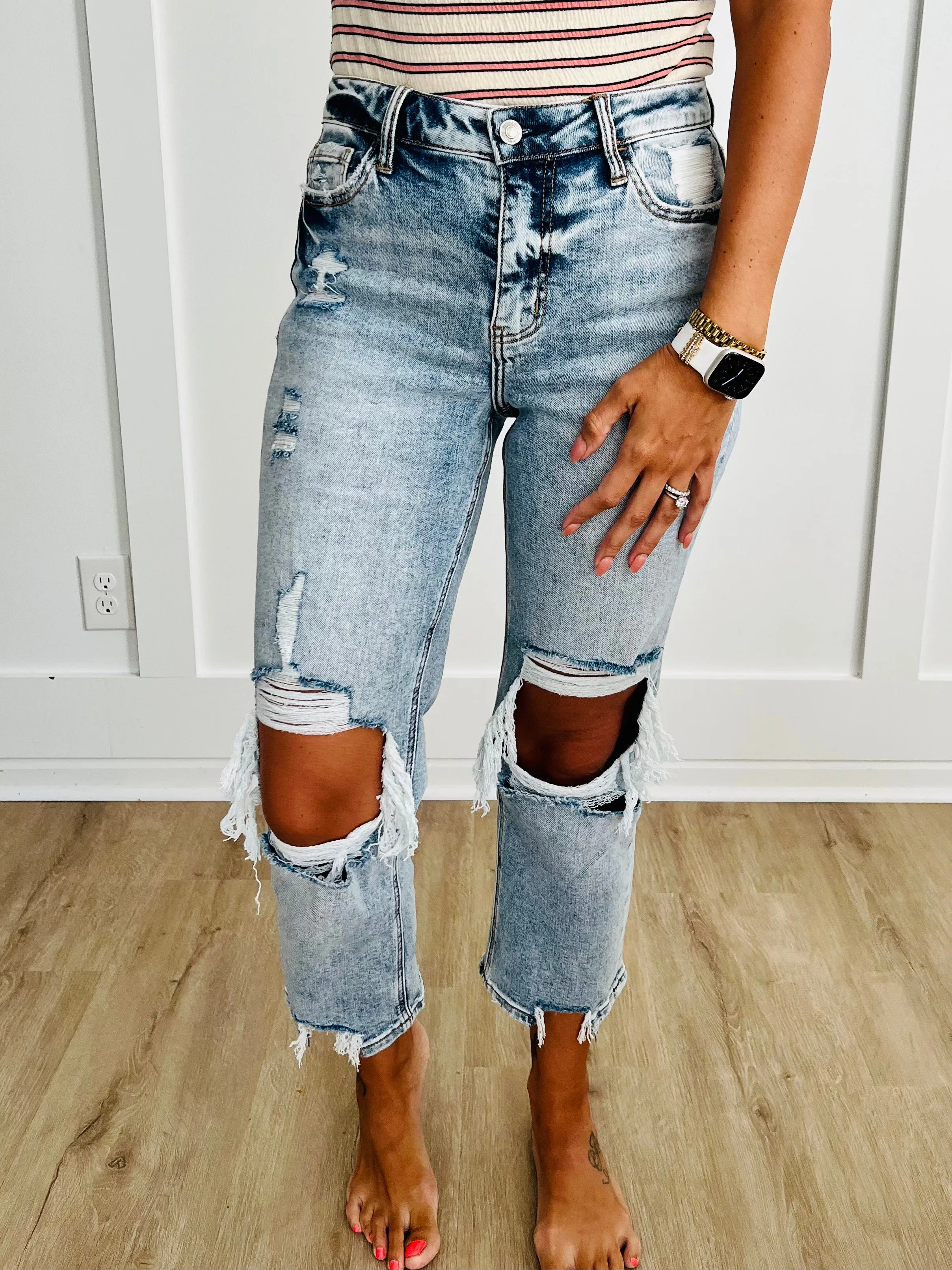 Rizzo High Rise Crop Straight Jeans