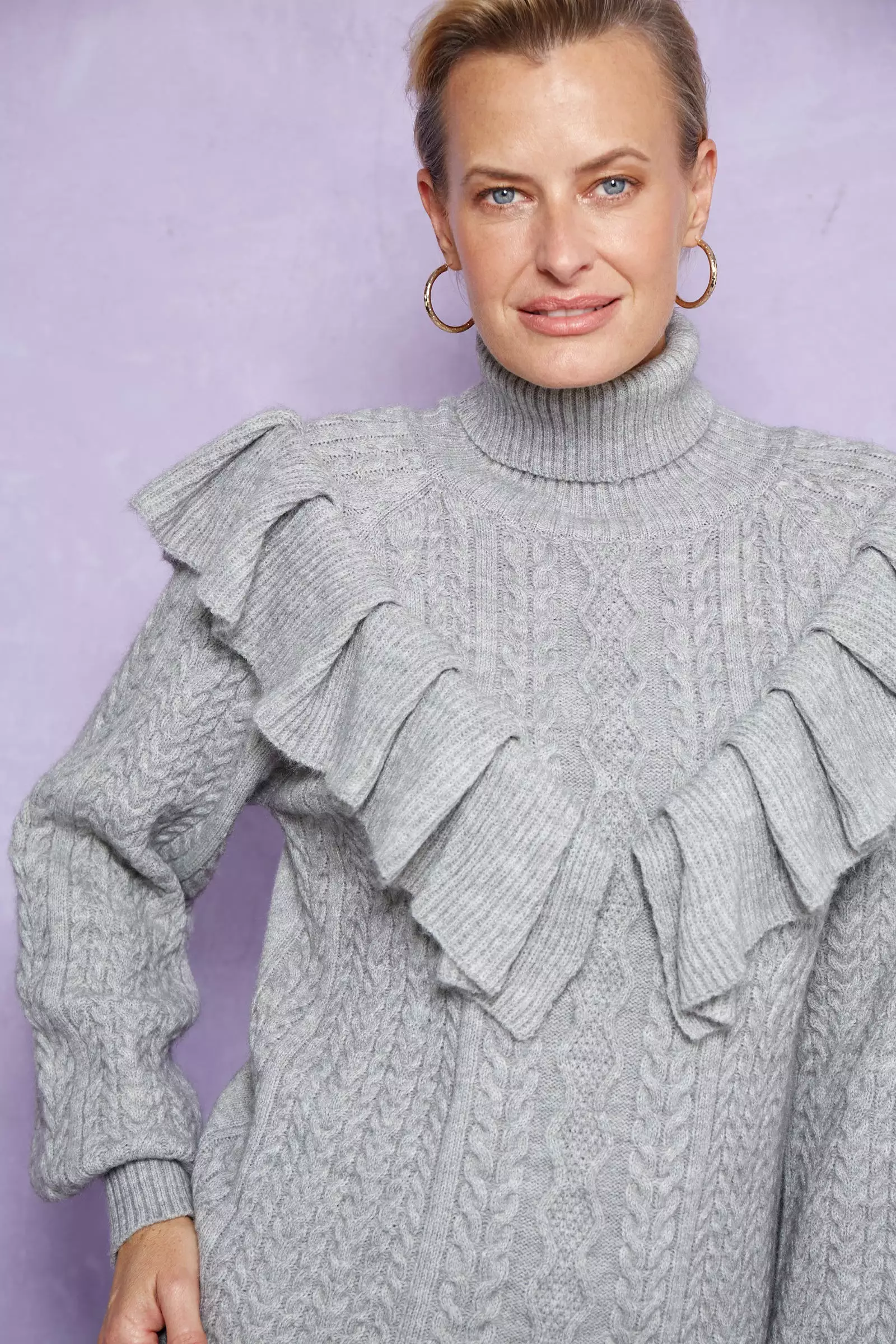 SALE - Romy Ruffle Knit Jumper - Marle Grey